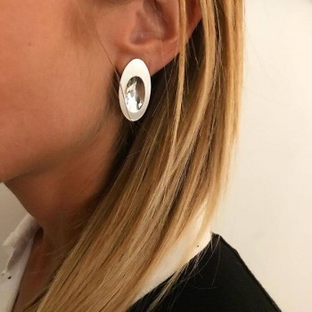 2x Boucle d'Oreille Anneau Pince Clip Alliage Sans Piercing Fantaisie  Argenté