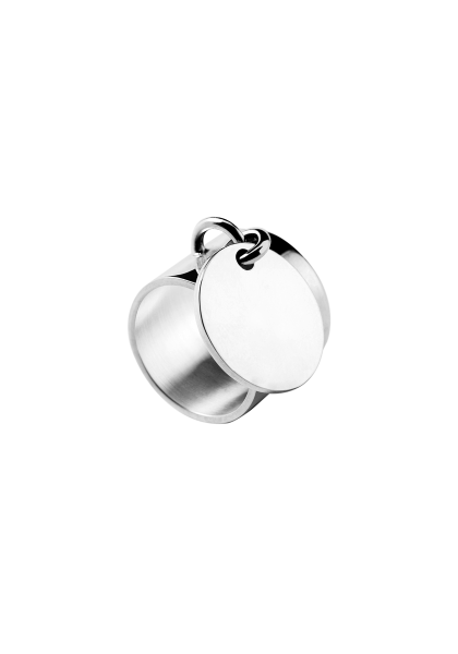 Bague médaille argent massif, bague pampille 10mm, bague femme argent -   France